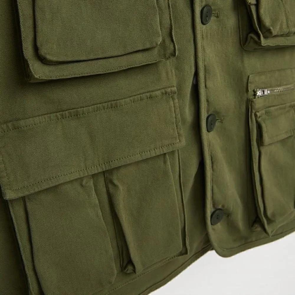 Zara Cotton Utility Vest New Medium